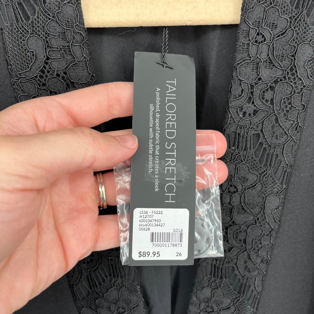 Lane Bryant Womens Business Blazer Size 26 Black Lace Collar Snap Stretch NWT - Picture 8 of 16
